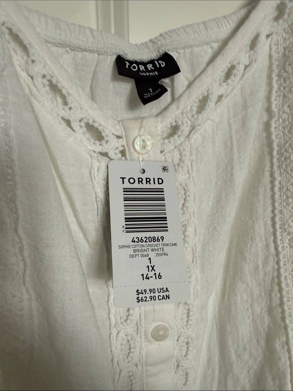 Torrid White Lace-Trimmed Sophie Cami, NWT - Picture 8 of 9